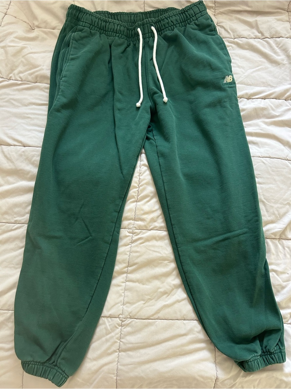New Balance Dark Green Kids Jogger Sweatpants with White Drawstring